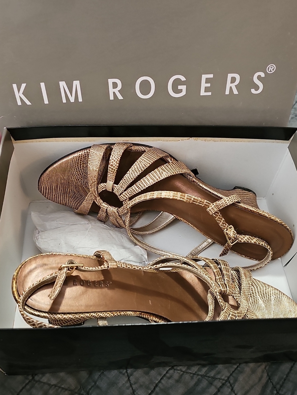 Kim Rogers Rose Gold Metallic Strappy Sandals